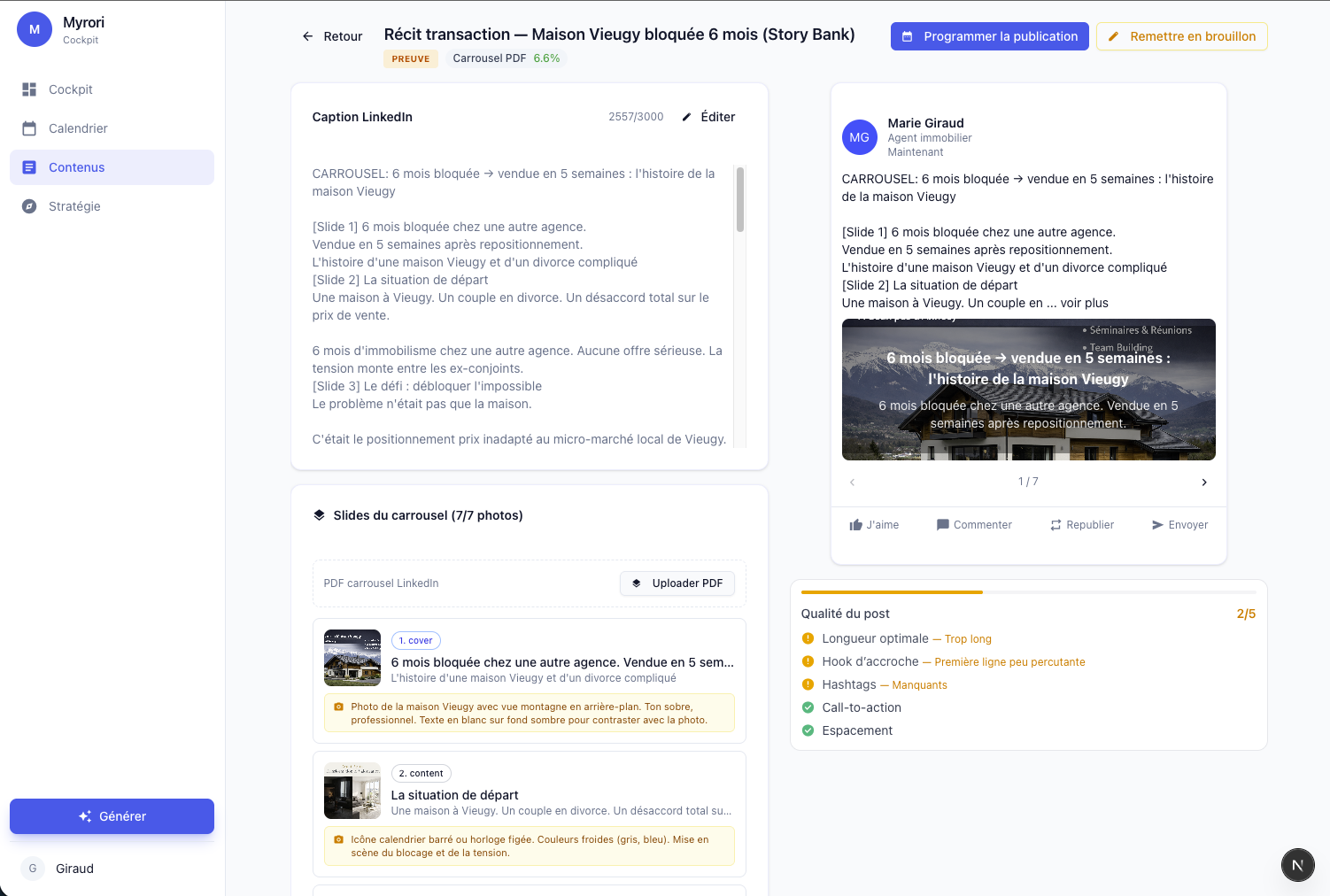 Capture d'écran Myrori — Éditeur IA